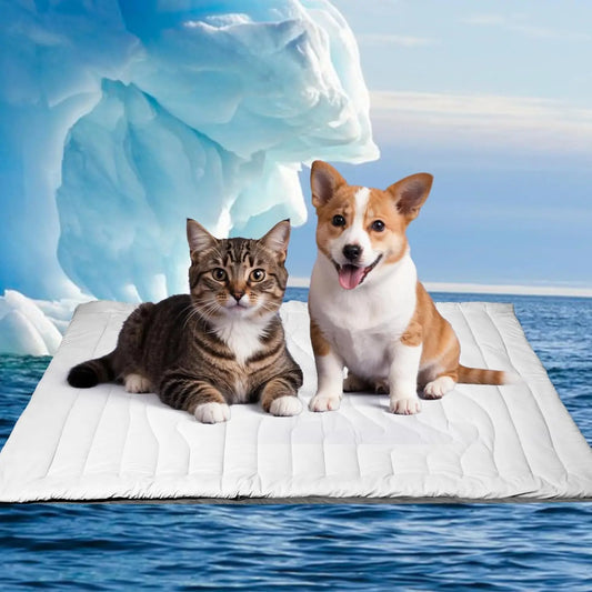 Large Dog Cooling Mat with Q-MAX > 0.4, 48" x 28", Thin Non-Gel Washable Self-Chill Pad, Non-Slip & Foldable Design for Dogs up to 80 lbs