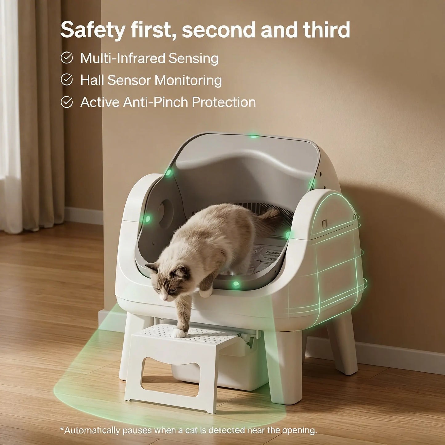 Petpivot Autoscooper 12 Lite Open Top Self-Cleaning Cat Litter Box with Safety Sensors and Anti-Pinch Protection for Senior Cats