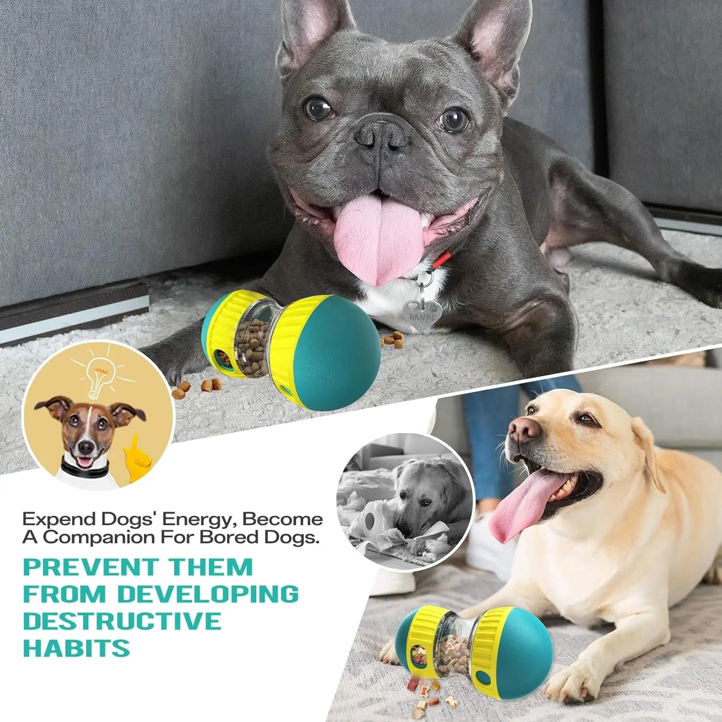 Adjustable Interactive Dog Puzzle Toy: Engaging Treat Dispenser for Boredom Relief, Slow Feeding, and Cognitive Stimulation.