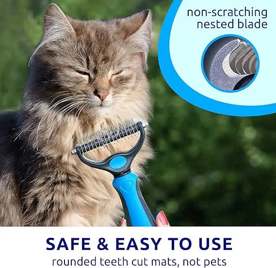 Pat Your Pet Double-Sided Deshedding Brush for Dogs and Cats - Extra Wide Undercoat Rake and Dematting Tool for Effective Grooming