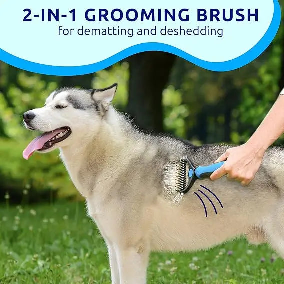 Pat Your Pet Double-Sided Deshedding Brush for Dogs and Cats - Extra Wide Undercoat Rake and Dematting Tool for Effective Grooming
