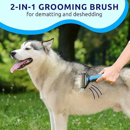 Pat Your Pet Double-Sided Deshedding Brush for Dogs and Cats - Extra Wide Undercoat Rake and Dematting Tool for Effective Grooming