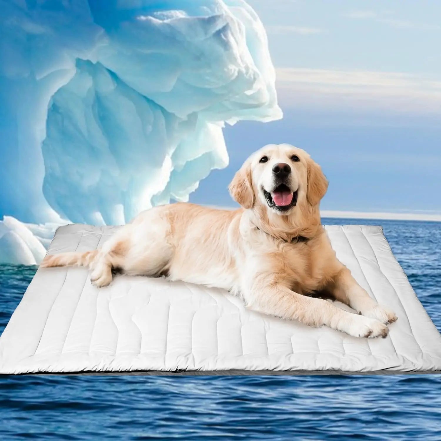 Large Dog Cooling Mat with Q-MAX > 0.4, 48" x 28", Thin Non-Gel Washable Self-Chill Pad, Non-Slip & Foldable Design for Dogs up to 80 lbs