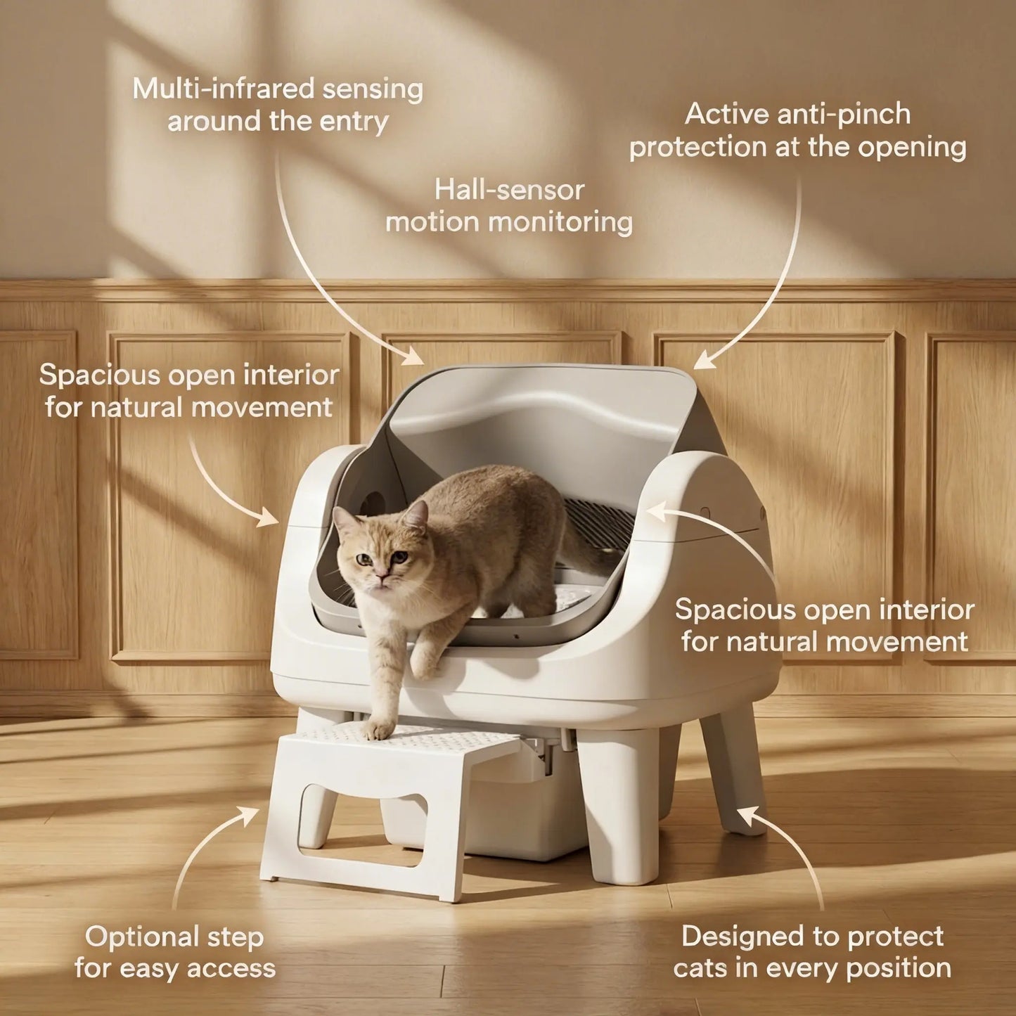 Petpivot Autoscooper 12 Lite Open Top Self-Cleaning Cat Litter Box with Safety Sensors and Anti-Pinch Protection for Senior Cats