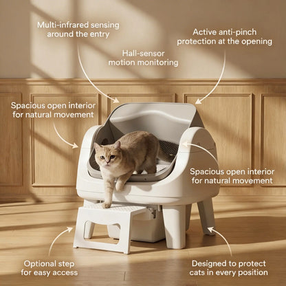 Petpivot Autoscooper 12 Lite Open Top Self-Cleaning Cat Litter Box with Safety Sensors and Anti-Pinch Protection for Senior Cats