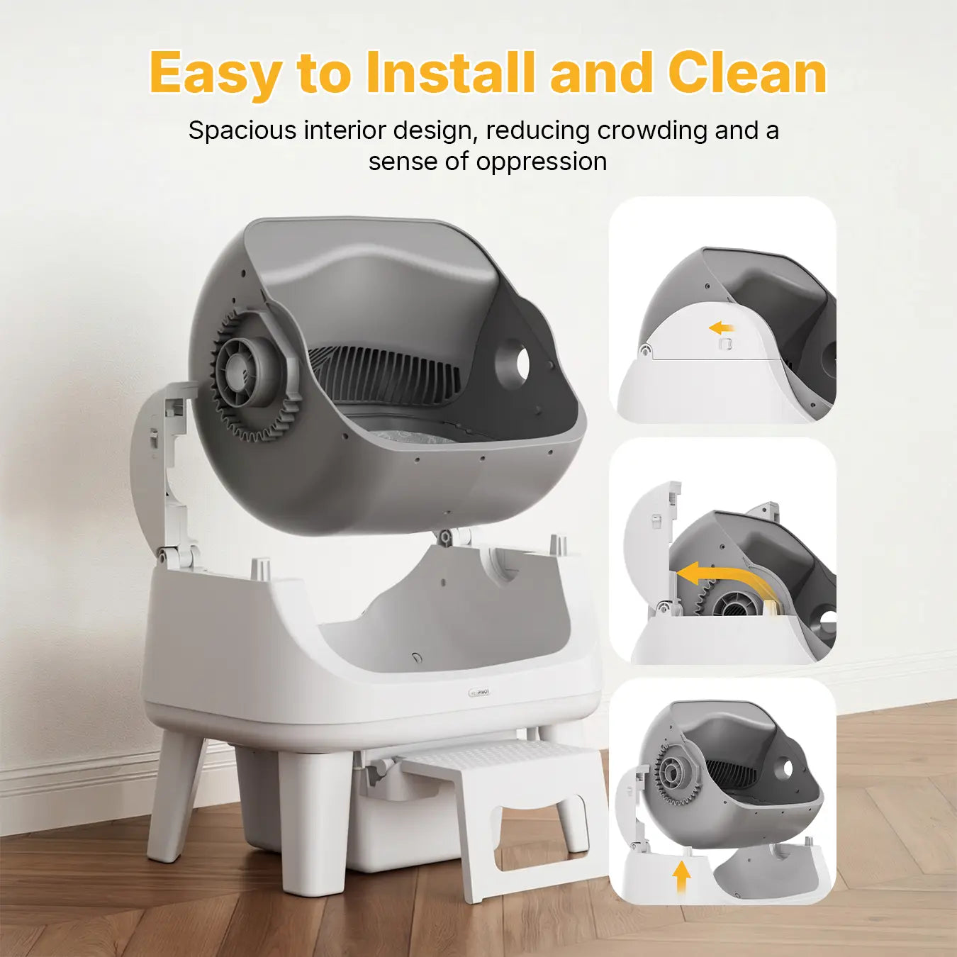 Petpivot Autoscooper 12 Lite Open Top Self-Cleaning Cat Litter Box with Safety Sensors and Anti-Pinch Protection for Senior Cats
