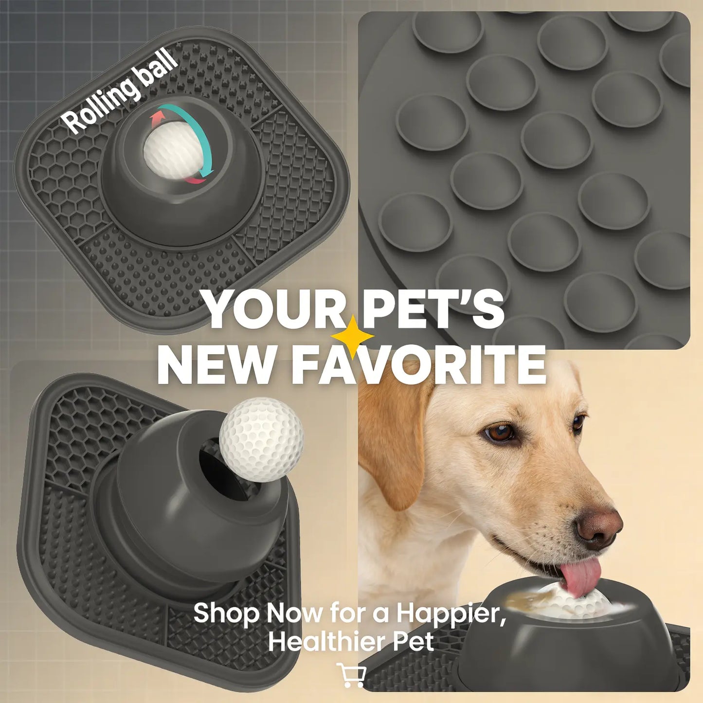 Professional Slow Feeder Dog Bowls and Lick Mats for Liquid and Thick Treats, Anti-Slip Interactive Licking Bowl with Rolling Ball, 5/6 Cup Licking Toy for Dogs and Cats of All Sizes
