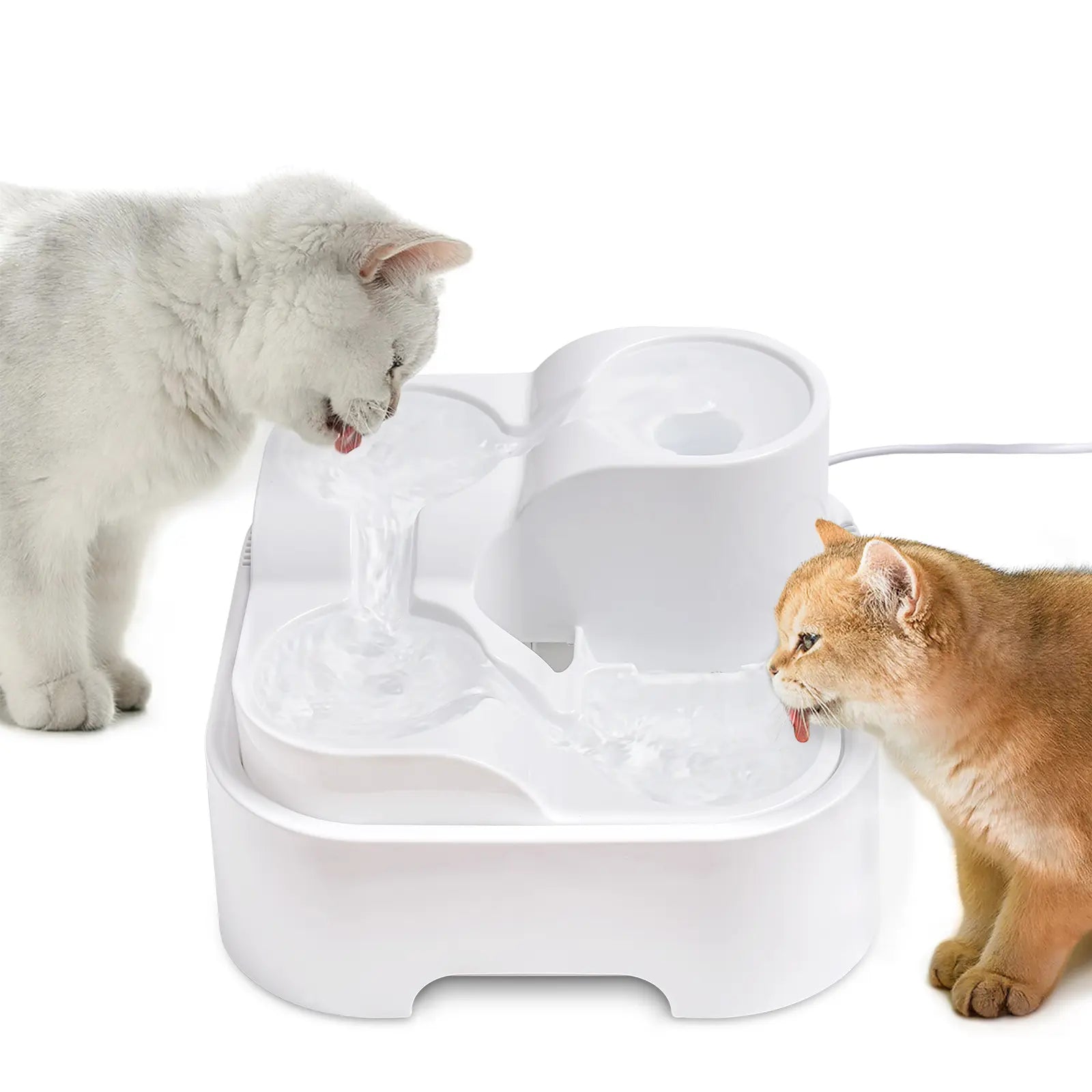 GOYJOY 24/7 Fresh Water Cat Fountain - Ultra Silent Streamflow with LED Light and Activated Carbon Filters
