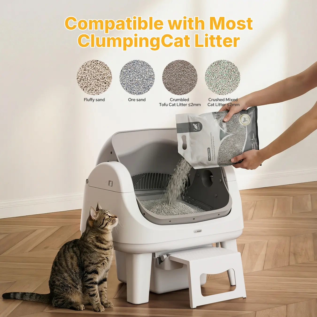Petpivot Autoscooper 12 Lite Open Top Self-Cleaning Cat Litter Box with Safety Sensors and Anti-Pinch Protection for Senior Cats