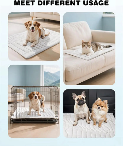 Large Dog Cooling Mat with Q-MAX > 0.4, 48" x 28", Thin Non-Gel Washable Self-Chill Pad, Non-Slip & Foldable Design for Dogs up to 80 lbs
