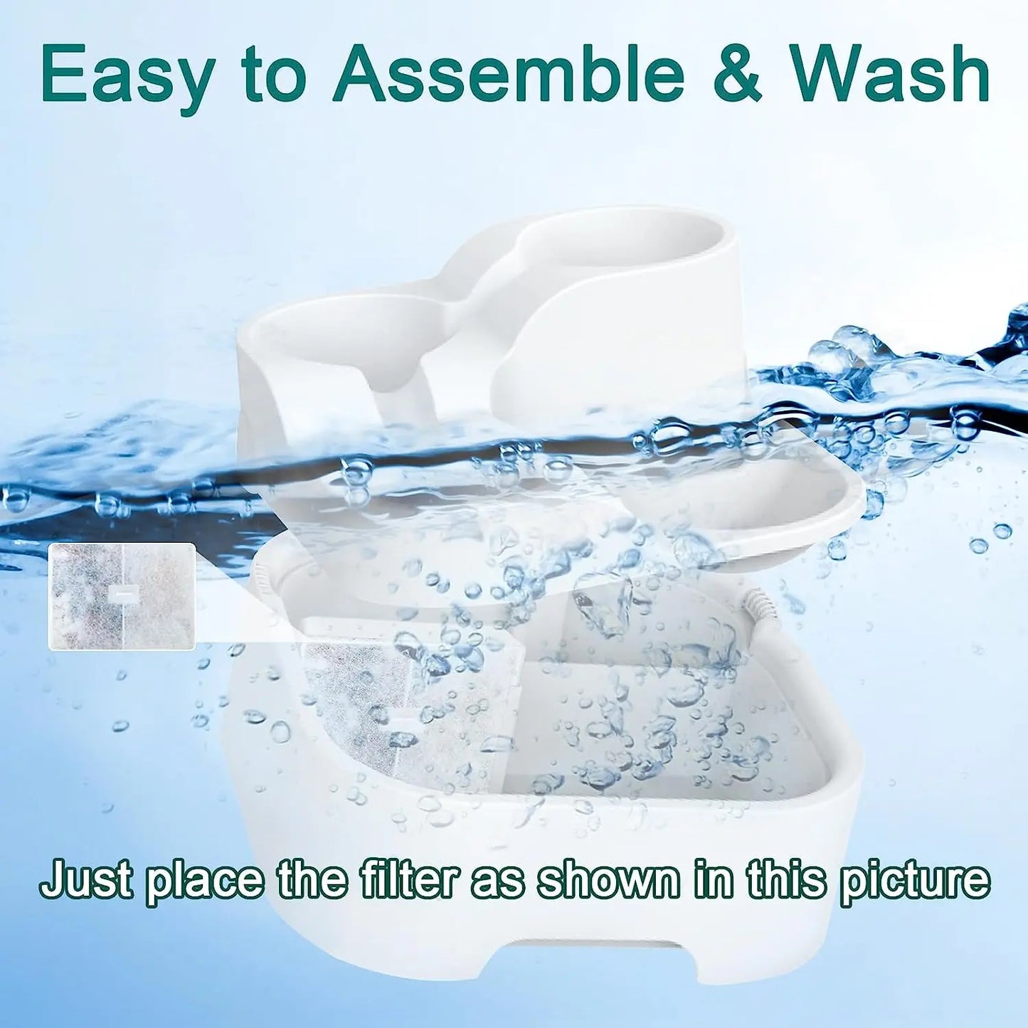 GOYJOY 24/7 Fresh Water Cat Fountain - Ultra Silent Streamflow with LED Light and Activated Carbon Filters