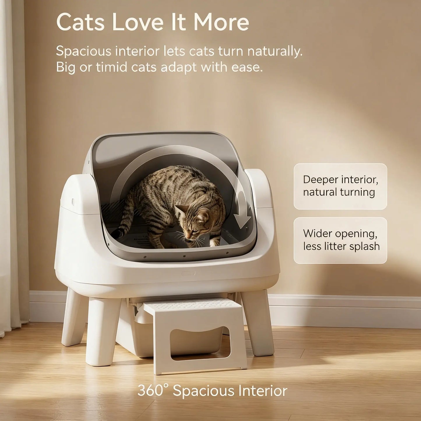 Petpivot Autoscooper 12 Lite Open Top Self-Cleaning Cat Litter Box with Safety Sensors and Anti-Pinch Protection for Senior Cats