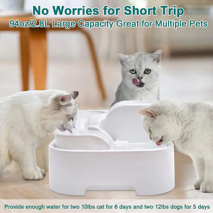 GOYJOY 24/7 Fresh Water Cat Fountain - Ultra Silent Streamflow with LED Light and Activated Carbon Filters